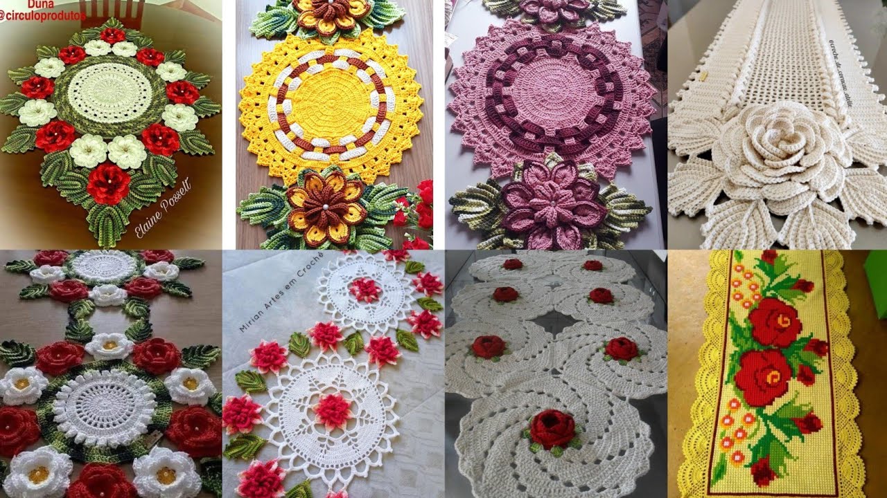 Very beautiful and attractive crochet rose flower table runner new design ideas 2025