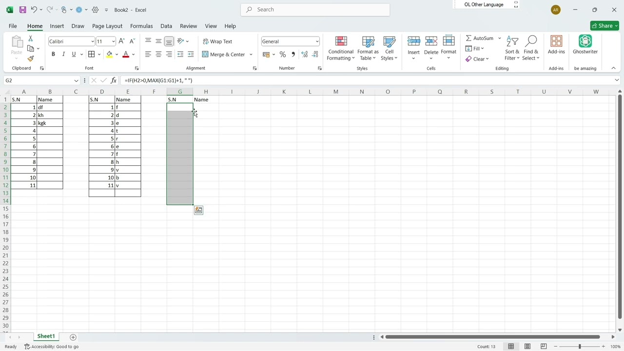 Excel Serial Number Auto Fill | Best Formula Method #Excel #ExcelTips #ExcelHindi #MSExcel