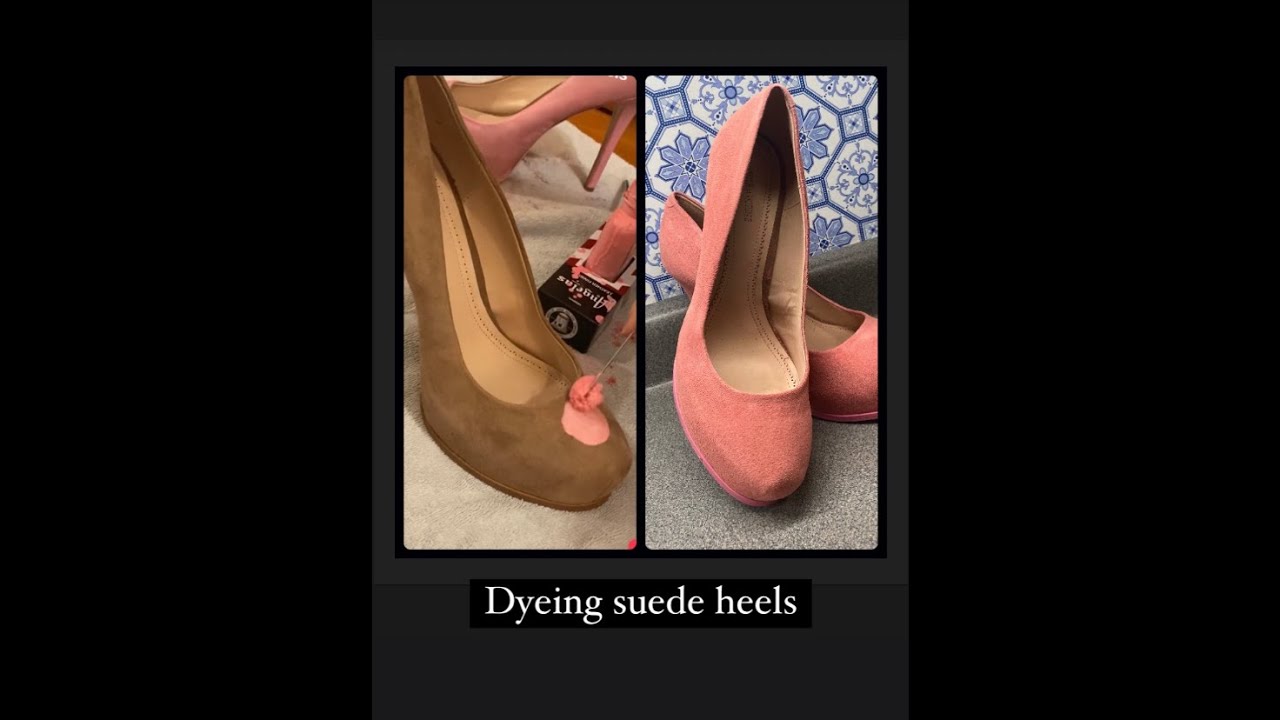 Dyeing tan suede heels pink