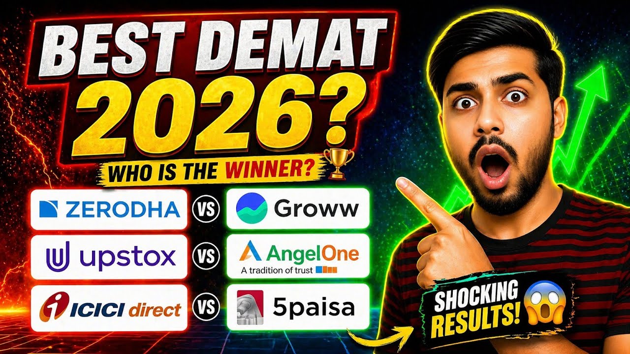 Best Demat Account in India 2026 🔥 Zerodha vs Groww vs Upstox vs Angel One vs ICICI Direct