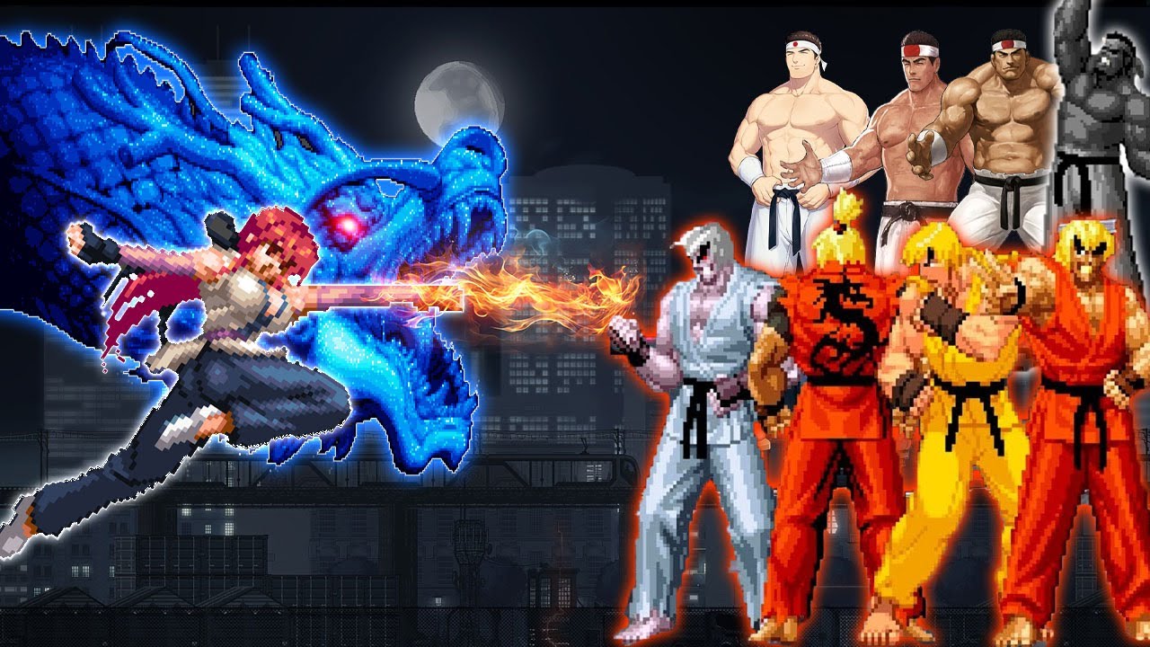 [Mugen KOF] Kung Fu Girl  Kaoru vs Lord Igniz, Element Team, Orochi Iori Team