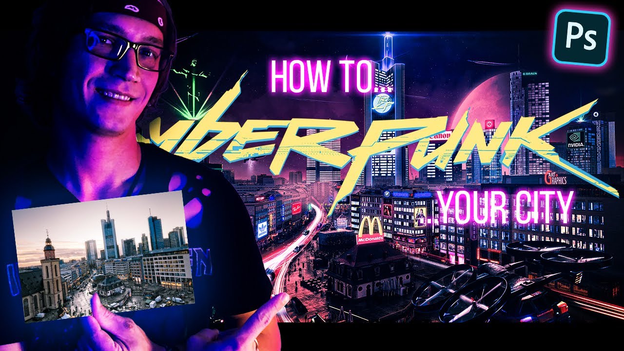 How to CYBERPUNK - Your City (Easy Photoshop Tutorial)