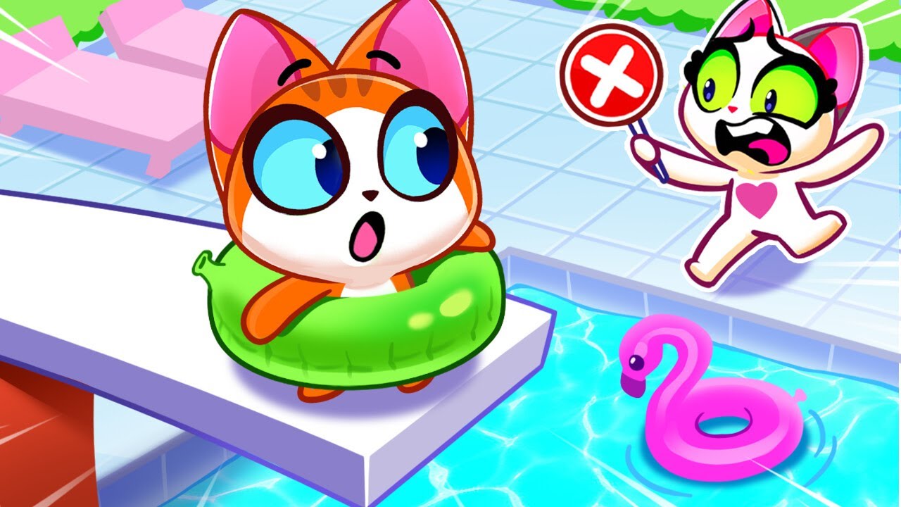 Baby, Please Stay Safe! | Play Safe in the Pool | Safety Tips Cartoons | Purr-Purr Stories
