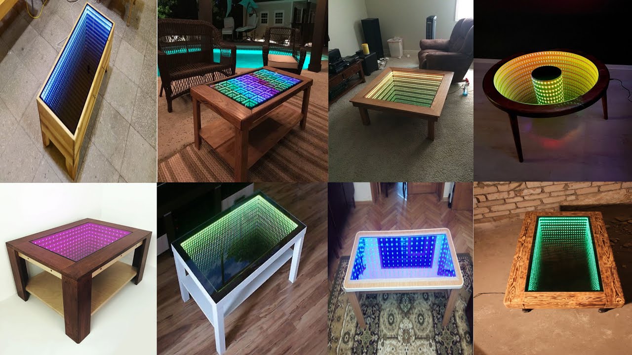 Best 50+ Infinity Mirror Coffee Table Led Light | Table Wooden Coffee | 3D infinity glass table
