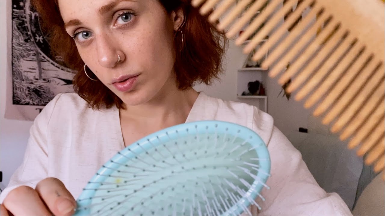 Sleep in 10 Minutes || ASMR || Combing your Face ~ Brushing ~ Tongue Clicking & Shhh