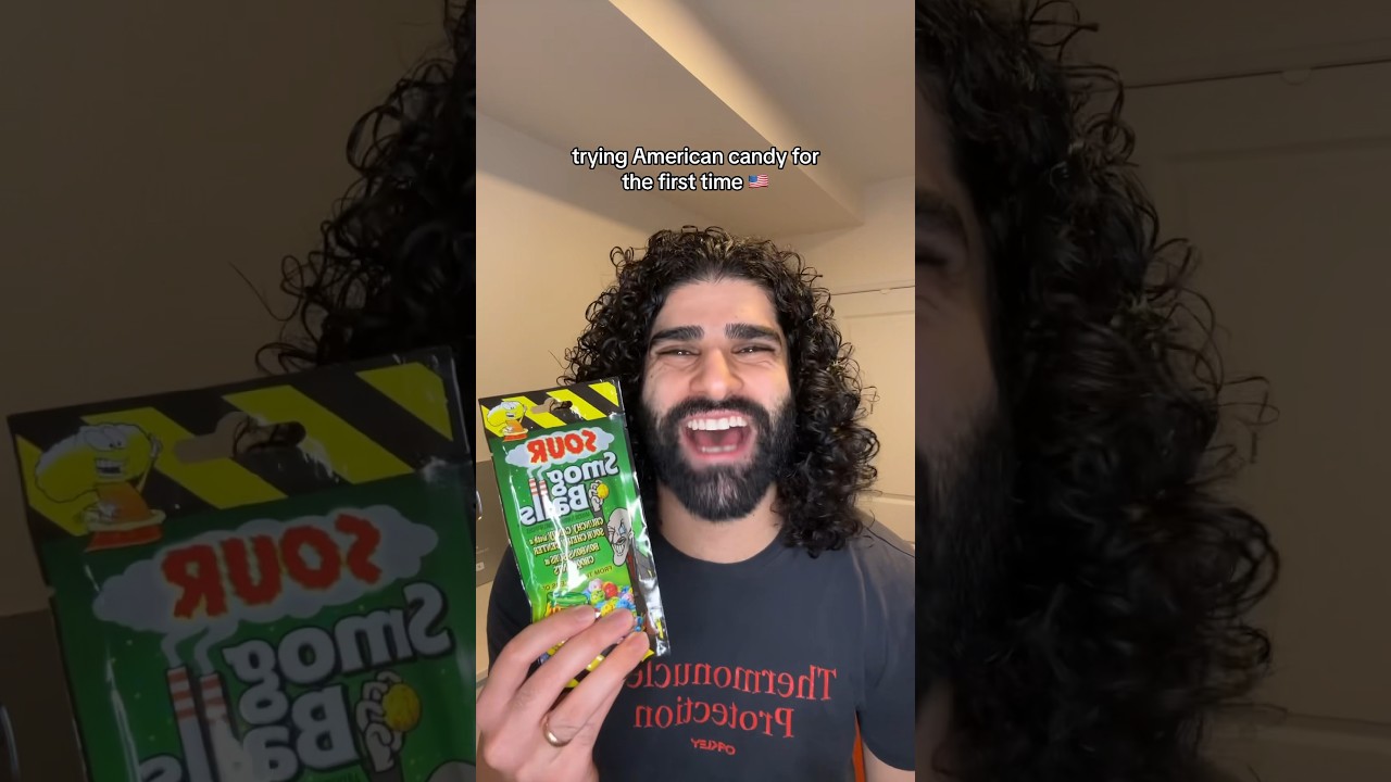 Trying American sour candy for the first time
