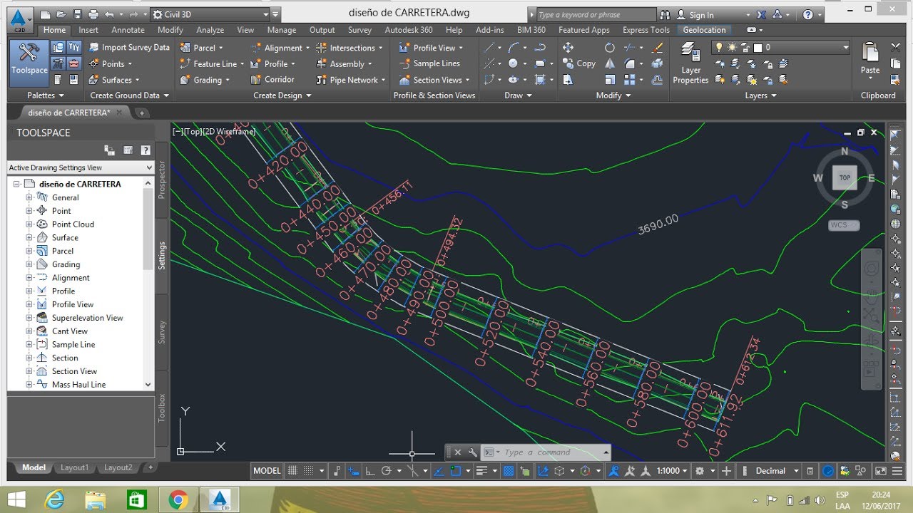 DISEÑO GEOMETRICO DE CARRETERA EN CIVIL 3D (Alineamiento,perfil,secciones transversales,volumenes)