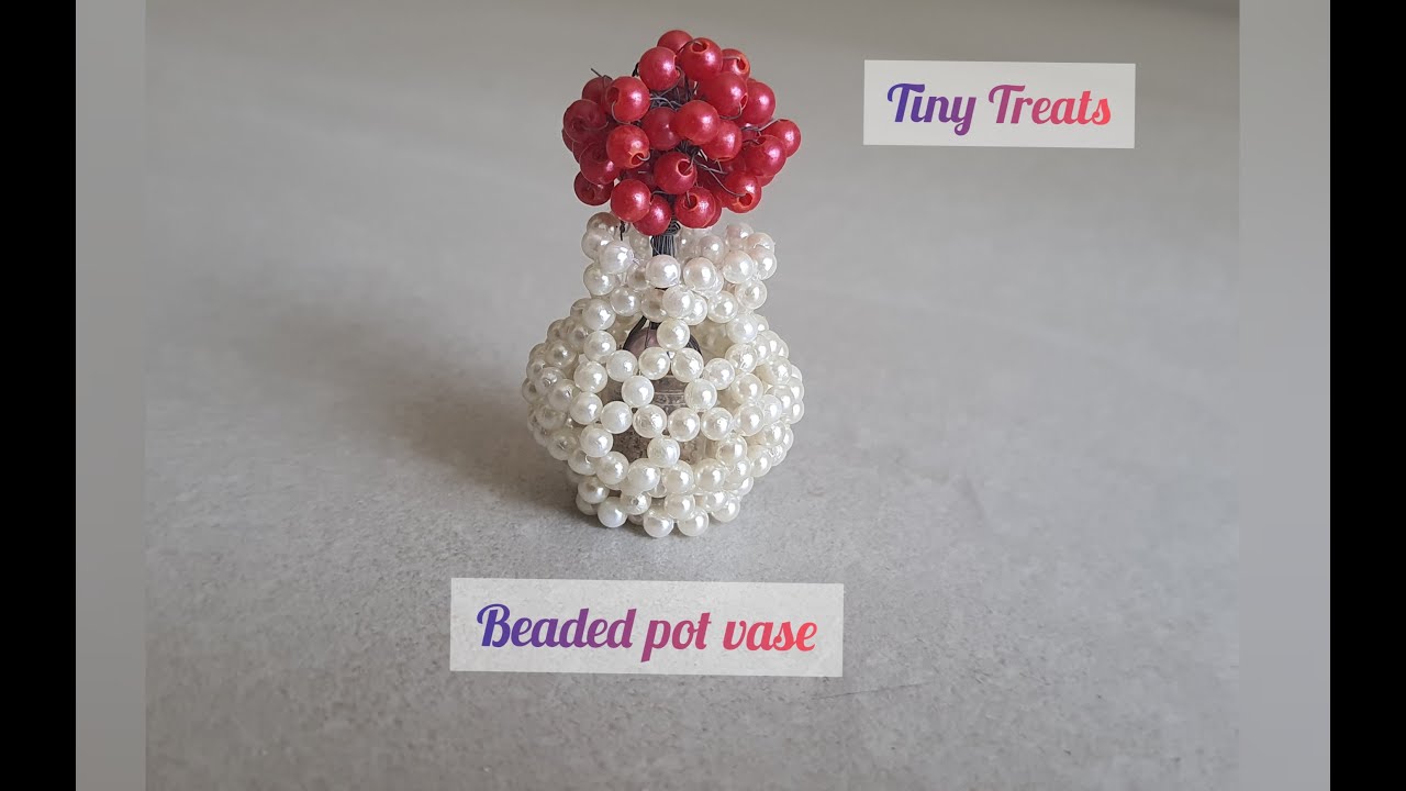 Beaded pot vase