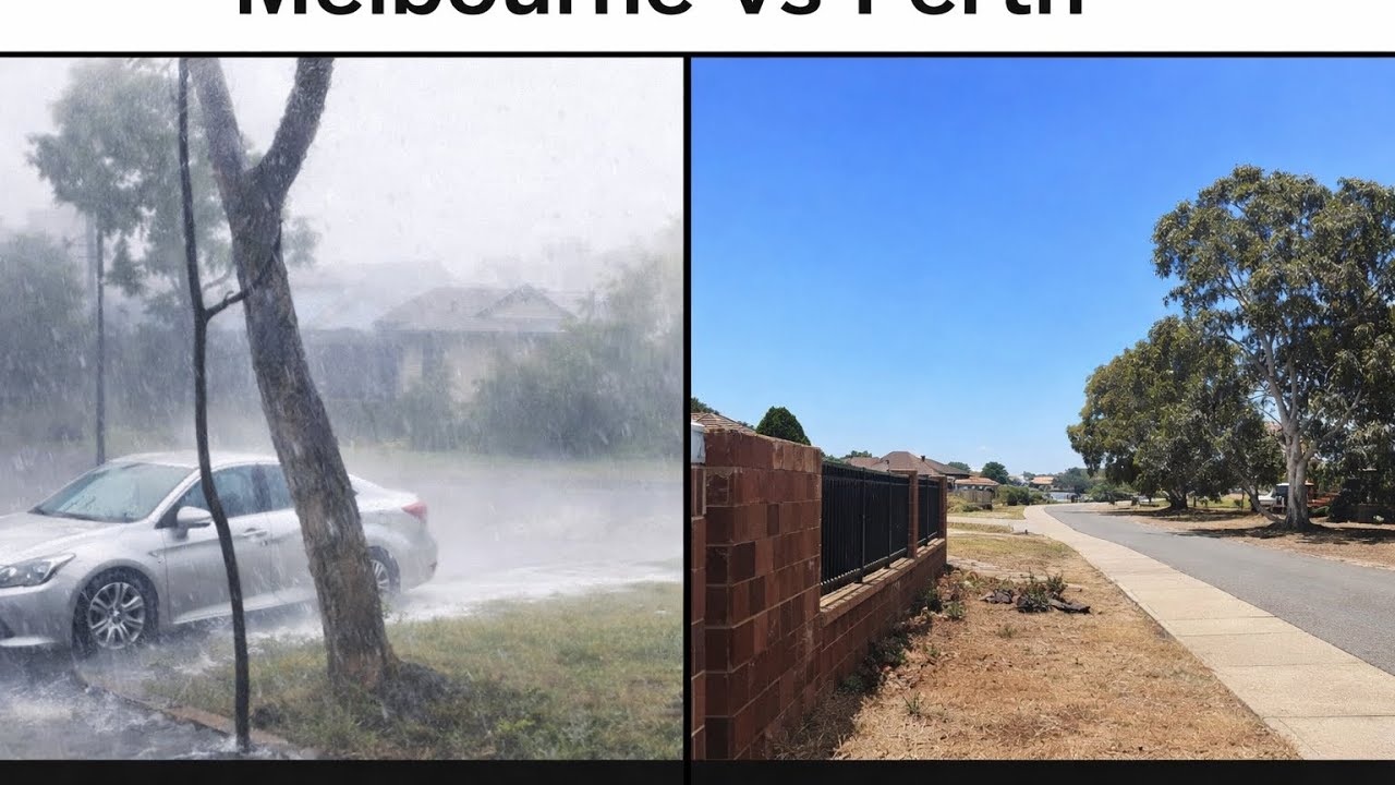 Melbourne Rain 🌧️ vs Perth Heat ☀️ | Same Day in Australia! #melbourne#perth#australia#weather 