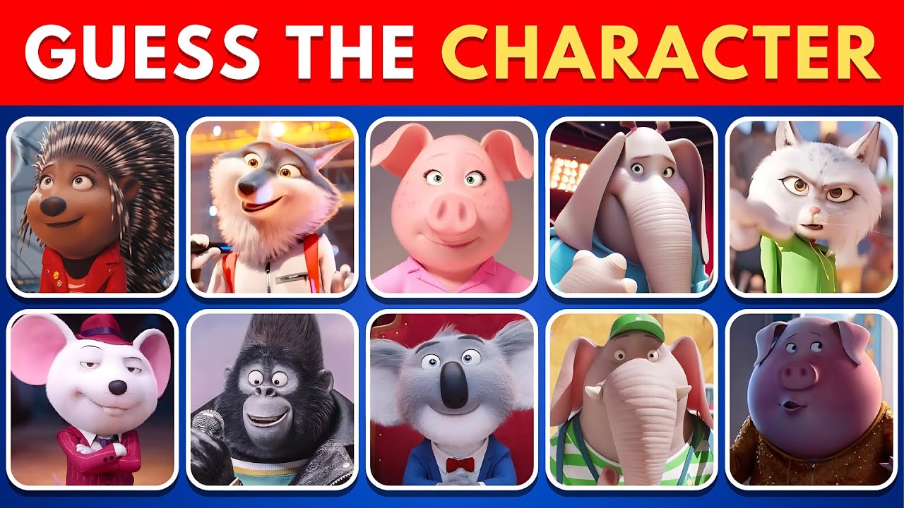 Guess the Sing 1 & 2 Characters 🐷🐵 | Porsha, Buster Moon, Meena, Mike, Johnny, Rosita