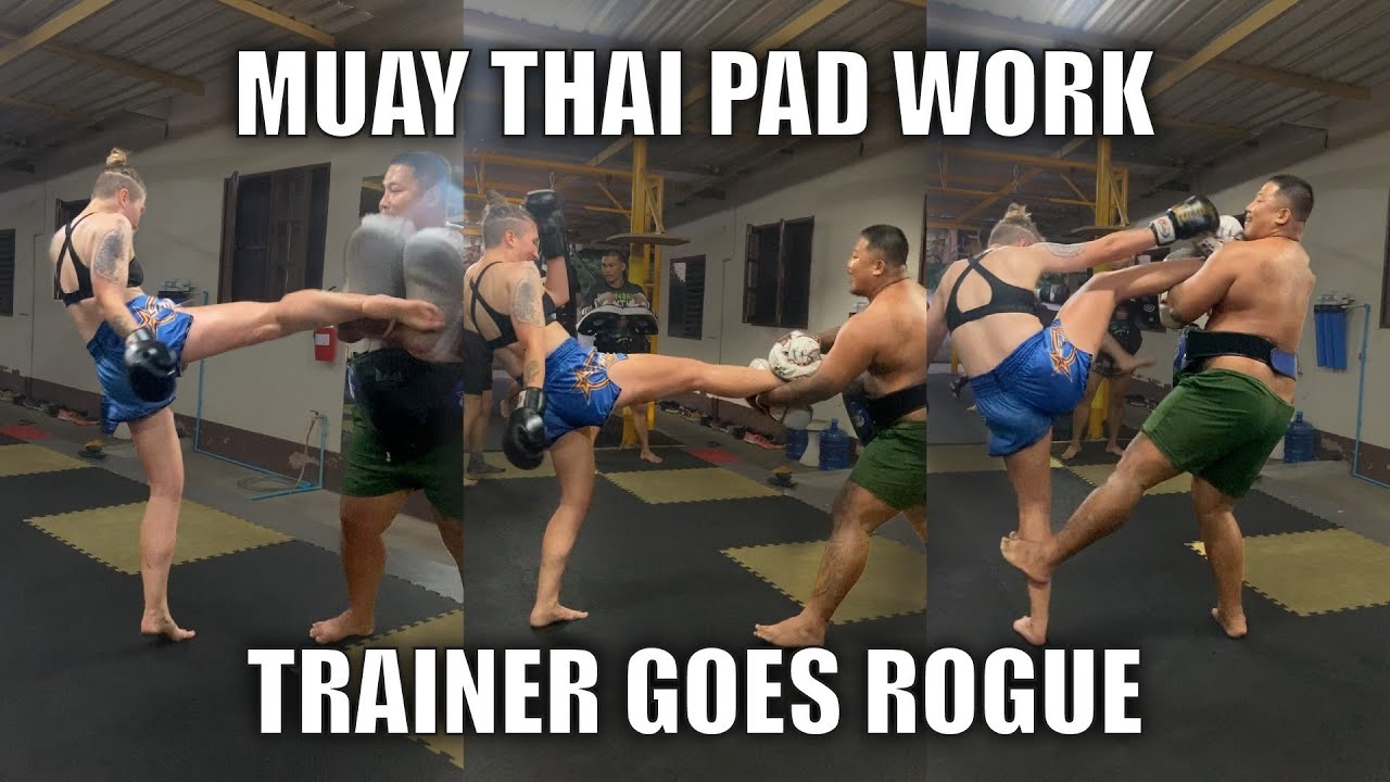 Hitting Pads And Goofing Around With Trainer | Female Muay Thai Fighter
