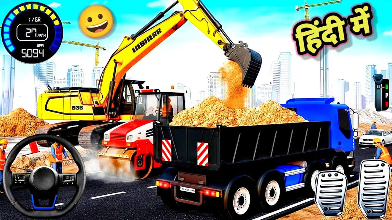 Real City Road Construction Simulator 3D - Jcb Work In City Road Construction - Jcb Game Gameplay 
