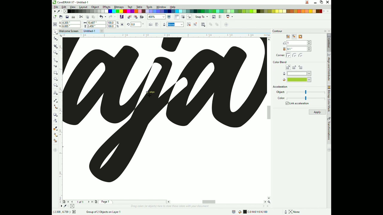 brajar coreldraw/ MUDAH!!! BELAJAR COREL HURUF SAMBUNG CUTTING