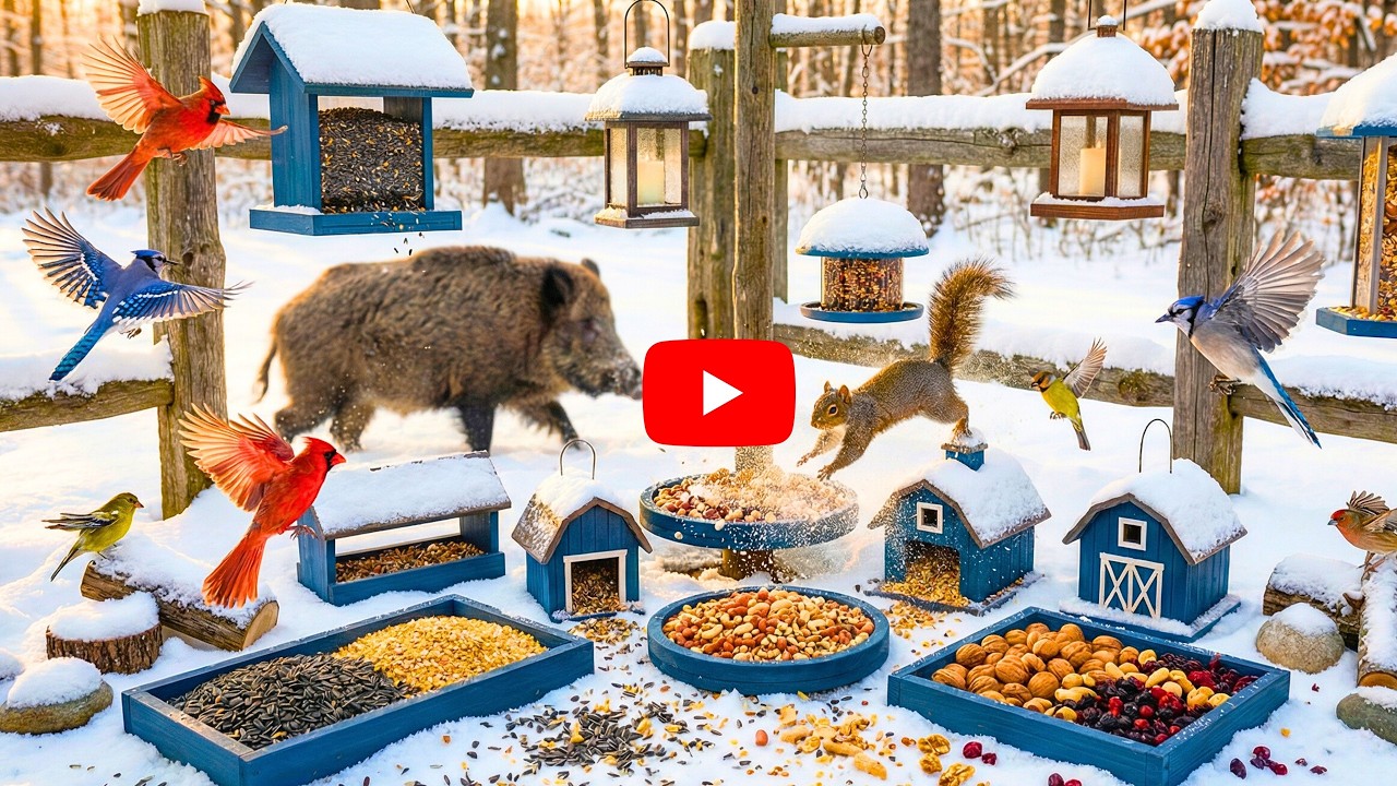 🔴 Snow Blizzard Bird Feeder LIVE ❄️ Active Cardinals & Hungry Winter Birds | Cat TV