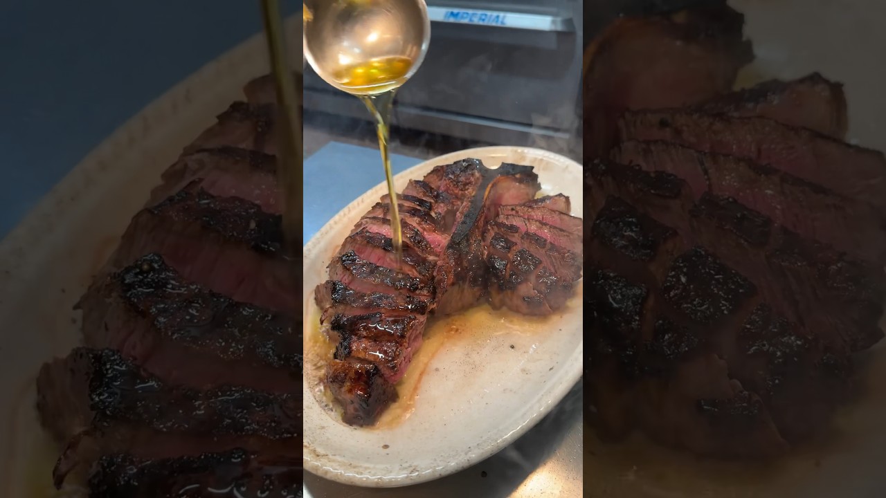 The PORTERHOUSE FOR TWO in the making from Amber Steakhouse in Greenpoint Brooklyn NYC! #DEVOURPOWER