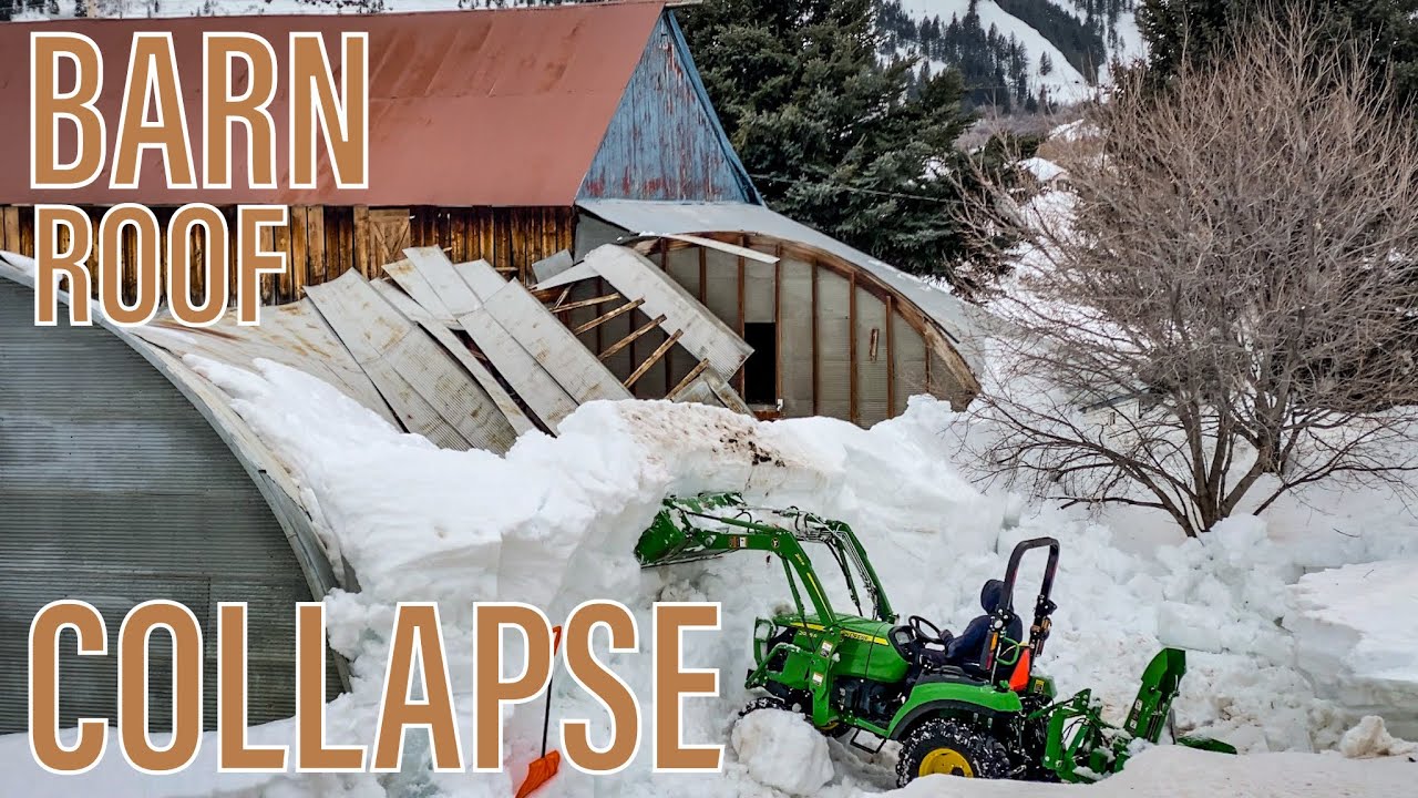 ❄️ HEAVY ROOF SNOW BARN COLLAPSE | Damage Assessment & Snow Removal 🚜