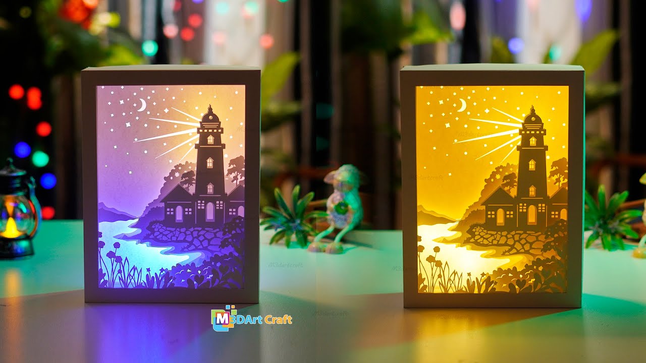 How to Make Lighthouse Shadow Box - Paper Cut Lightbox, Shadow Box frame SVG for Cricut Projects