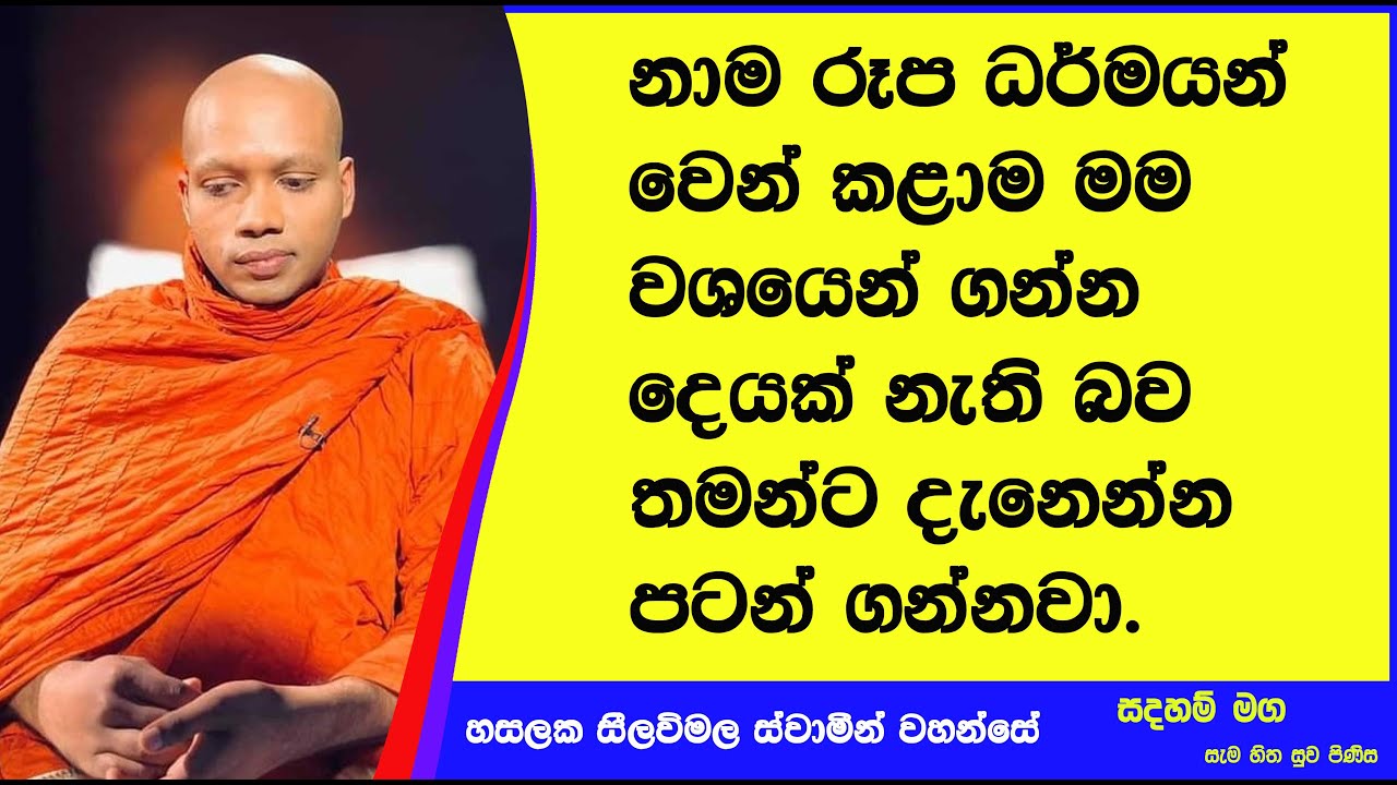 නාම රූප ධර්‍මයන් වෙන් කළාම මම වශයෙන් ගන්න කිසිවක් නැති බව.487Ven Hasalaka Seelawimala Thero