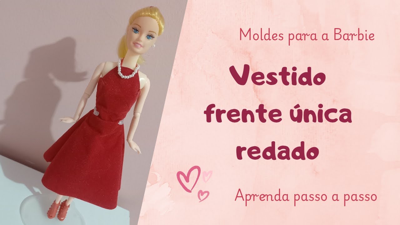 Como desenhar molde de vestido para a Barbie | Vestido frente única e redado #barbie #patrones #doll