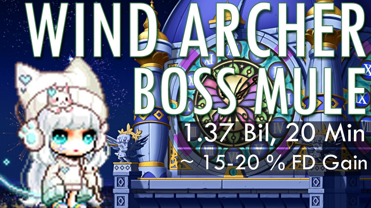Maplestory Wind Archer Bossing Mule 1.37 BIL in 20 Minutes Post Ride or Die FD & Boss Crystal Change