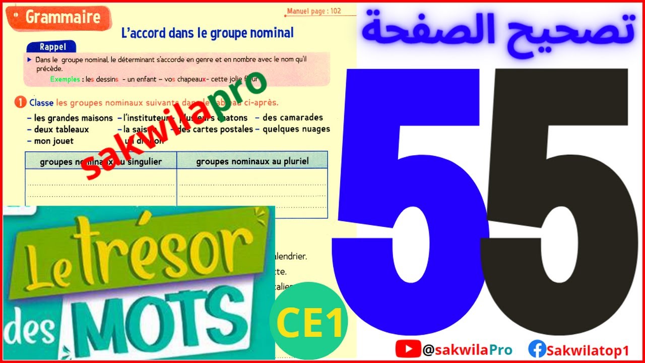 le trésor des mots CE1 cahier activité page 55 sakwilapro ملاحظــــة : ليس بصوت المغني الحقيقي