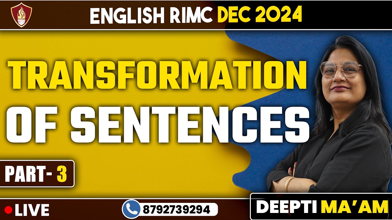 Transformation of Sentences | RIMC Dec 2024 | RIMC English Online Class | RIMC Online Coaching