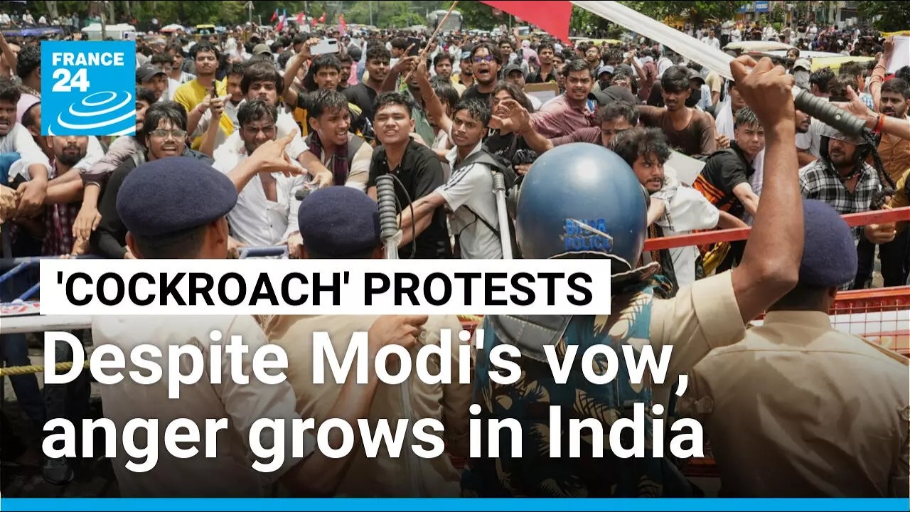 Modi vows punishment for exam fraud as 'Cockroach' protests spread &bull; FRANCE 24 English