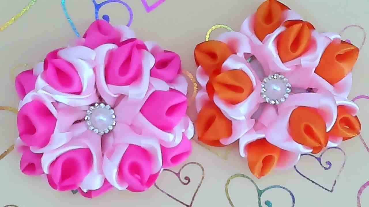 DIY/МК Бантики из атласных лент шириною 2.5 см. 2.5 cm wide satin ribbon bows.
