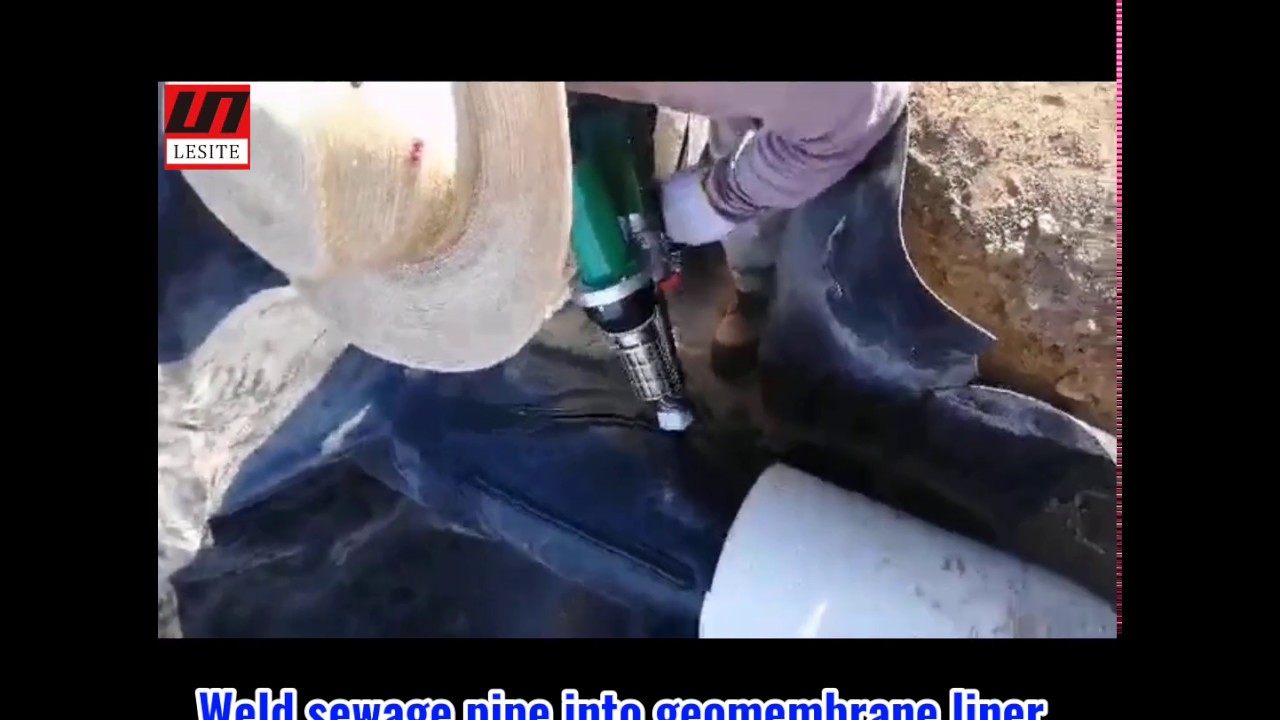 LESITE Plastic Extrusion Welder LST610B, Weld Sewage Pipe into PE Geomembrane Liner