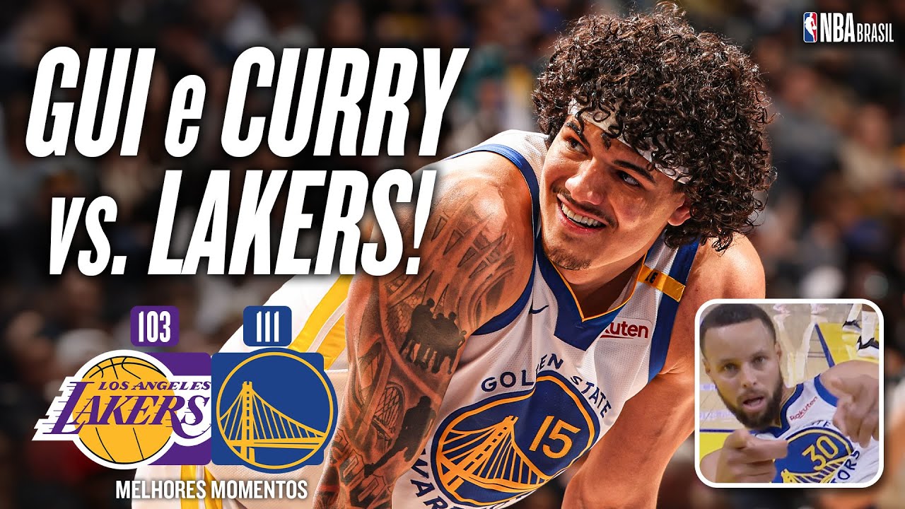 GUI SANTOS e CURRY contribuem em WARRIORS x LAKERS na Pré-temporada da NBA - Melhores Momentos