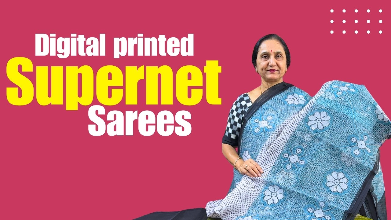 Digital printed Supernet Sares by Anitha Reddy \\ Trends block prints \\
