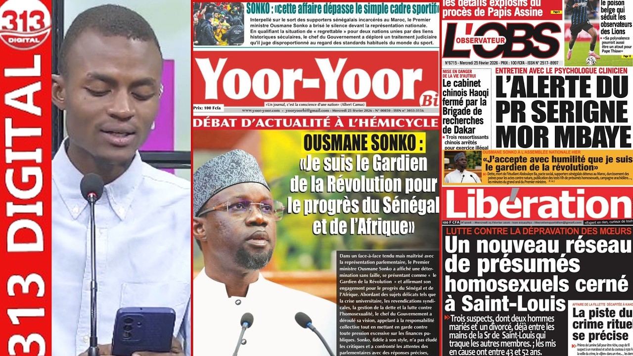 Revue de presse du Mercredi 25 février 2026 avec le journaliste Amerh Ba