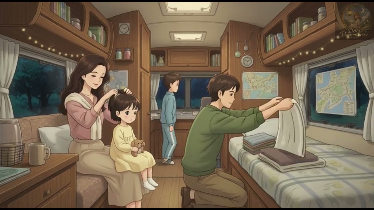 Rainy Night in Our Campervan 🌧️ Cozy Cooking ASMR | Cozy Moments Together | Ghibli-Style Video