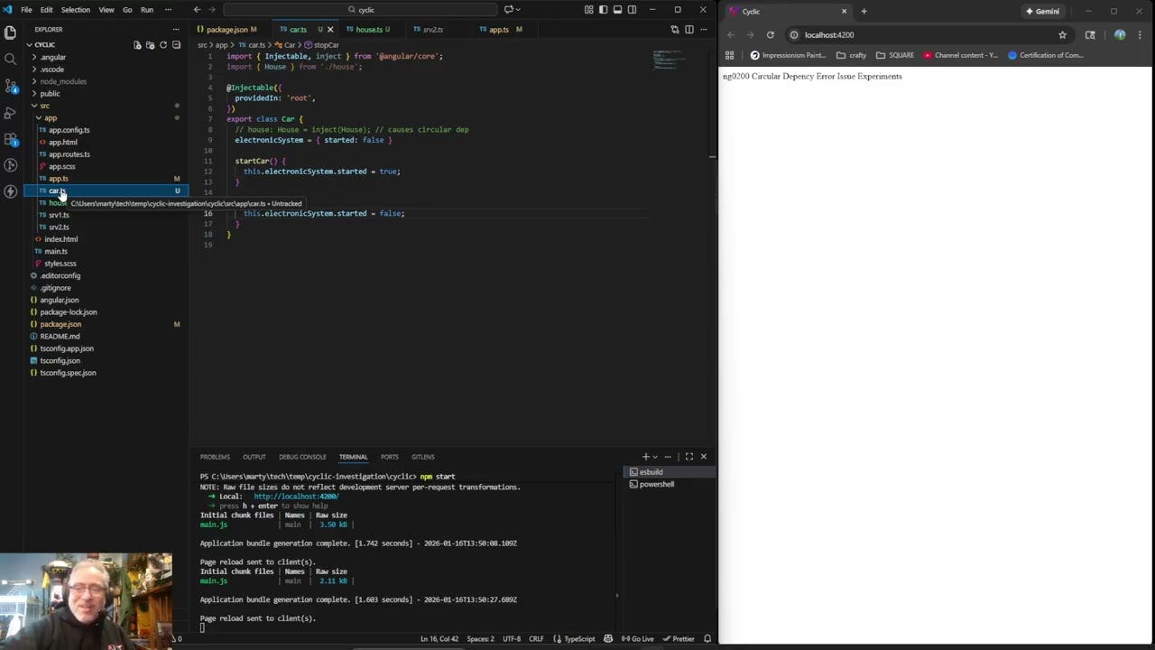 367 - ThreeJS and Angular Space And Time Application: ng0200 circular dependency