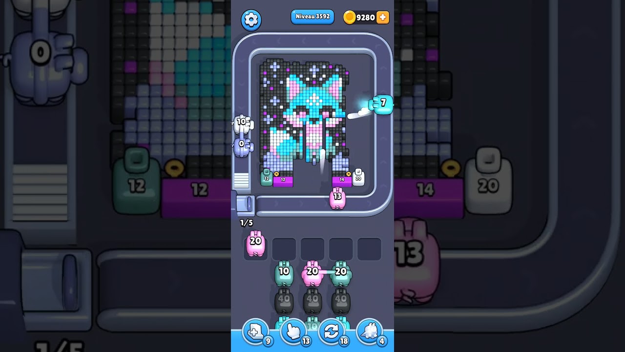 Pixel Flow Level 3592 - The one with the blue and pink fox