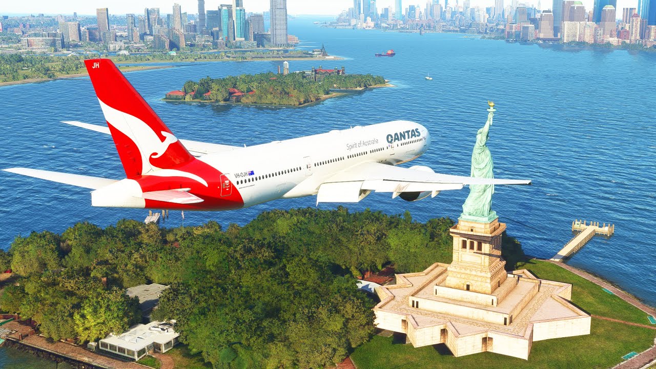 Very Low With Water Before landing Boeing 777 at Laguardia International Airport MFS2020
