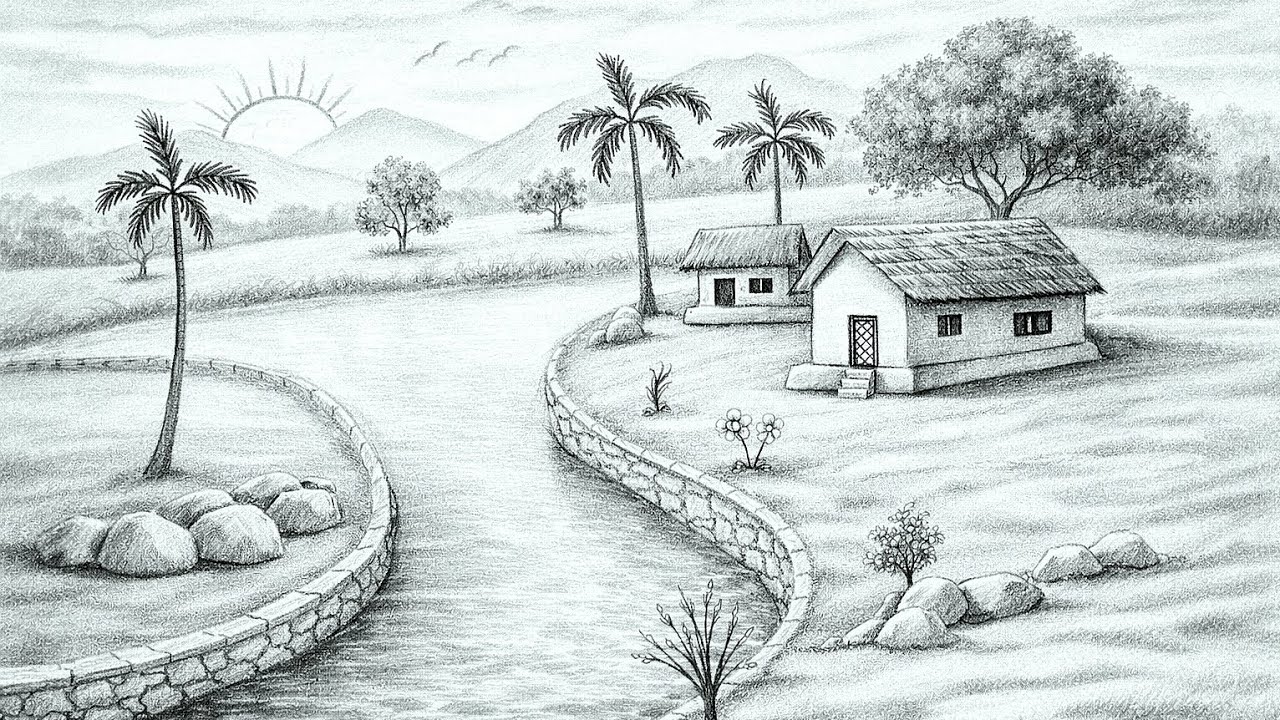 Scenery Sketch pancil shade by @TANMAY-Art #1  #Art #Artist #Foryou #Pancilshade #Viralvedeo #1M 
