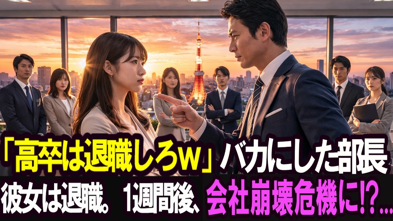 「高卒はさっさと退職しろw」馬鹿にした部長のせいで彼女が退職。1週間後、会社崩壊の危機に発展...!?