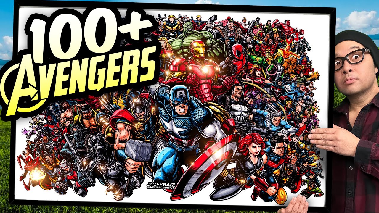 Drawing 100+ AVENGERS in 30 HOURS— the ULTIMATE MARVEL ARTIST CHALLENGE!!!!