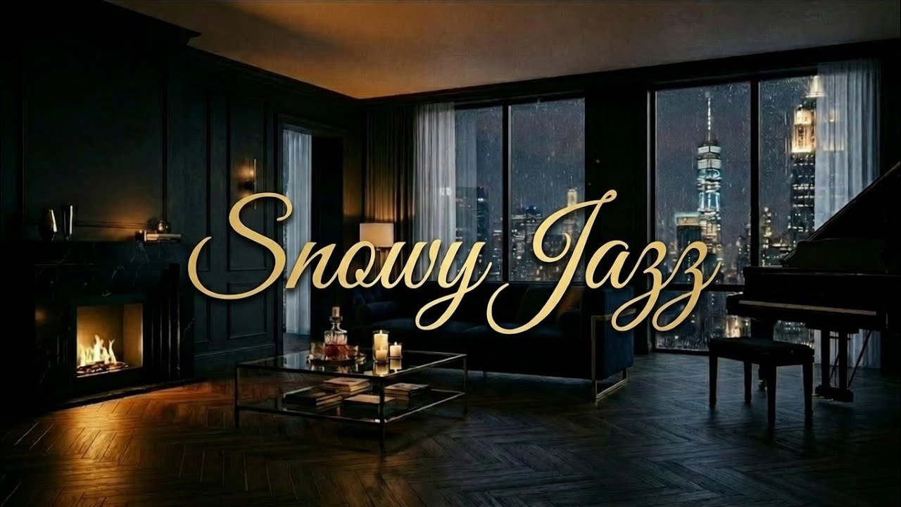 Snowy New York Jazz 🌨️ Cozy Winter Night with Smooth Jazz | Amber Nights