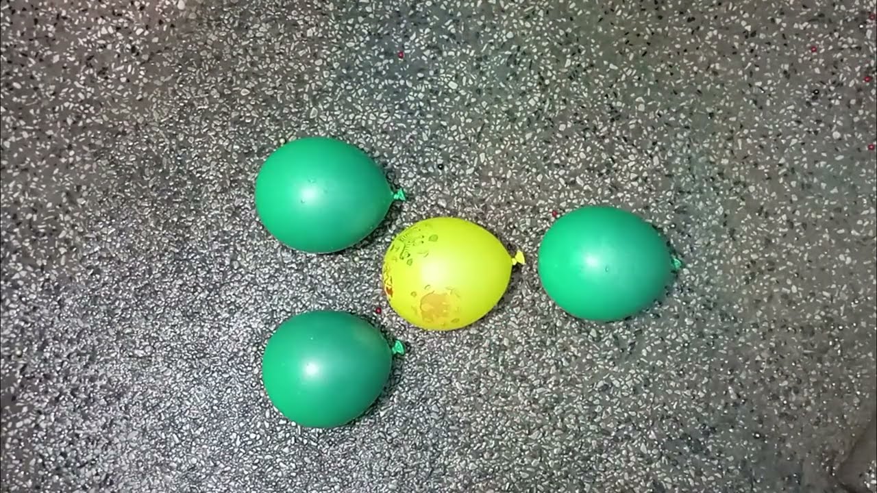 4 Color Water Balloon Popping in Reverse – Green & Yellow Balloon Explosion!