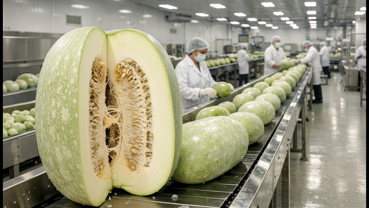 Inside the LARGEST Ash Gourd Factory – From Seed to Sweet Harvest (Full Process)