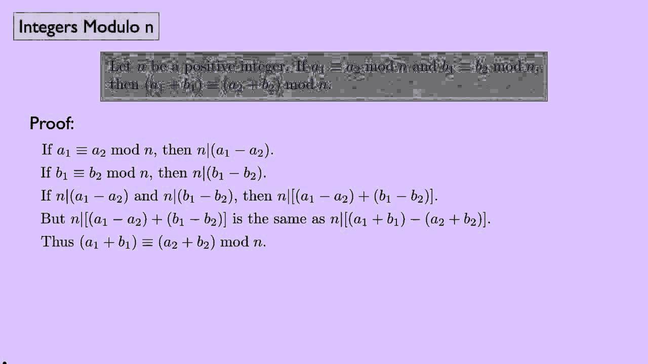(Abstract Algebra 1) Integers Modulo n