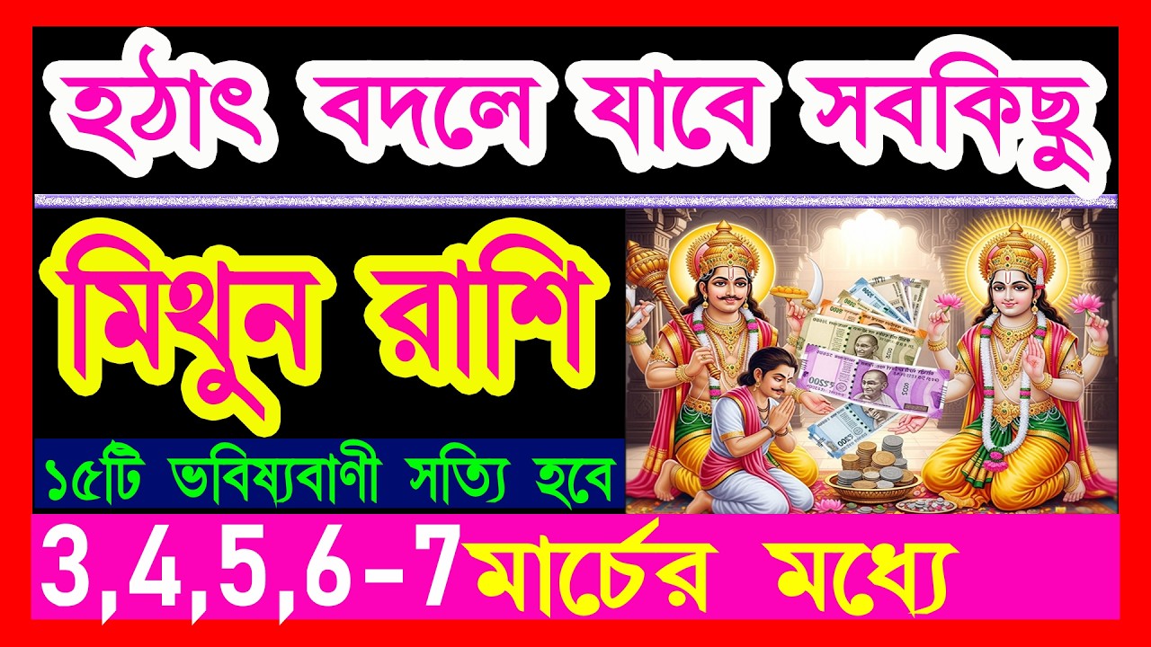 মিথুন রাশি হঠাৎ বদলে যাবে সবকিছু|mithun rashi 3-7 march|mithun rashi march 2026|gemini 2026