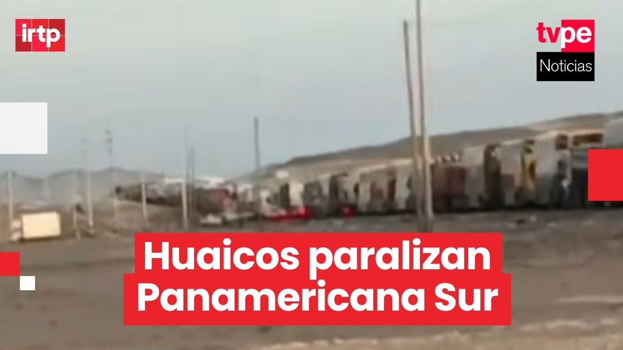 Cientos de vehículos varados por huaico que bloquea la Panamericana Sur en Ocucaje