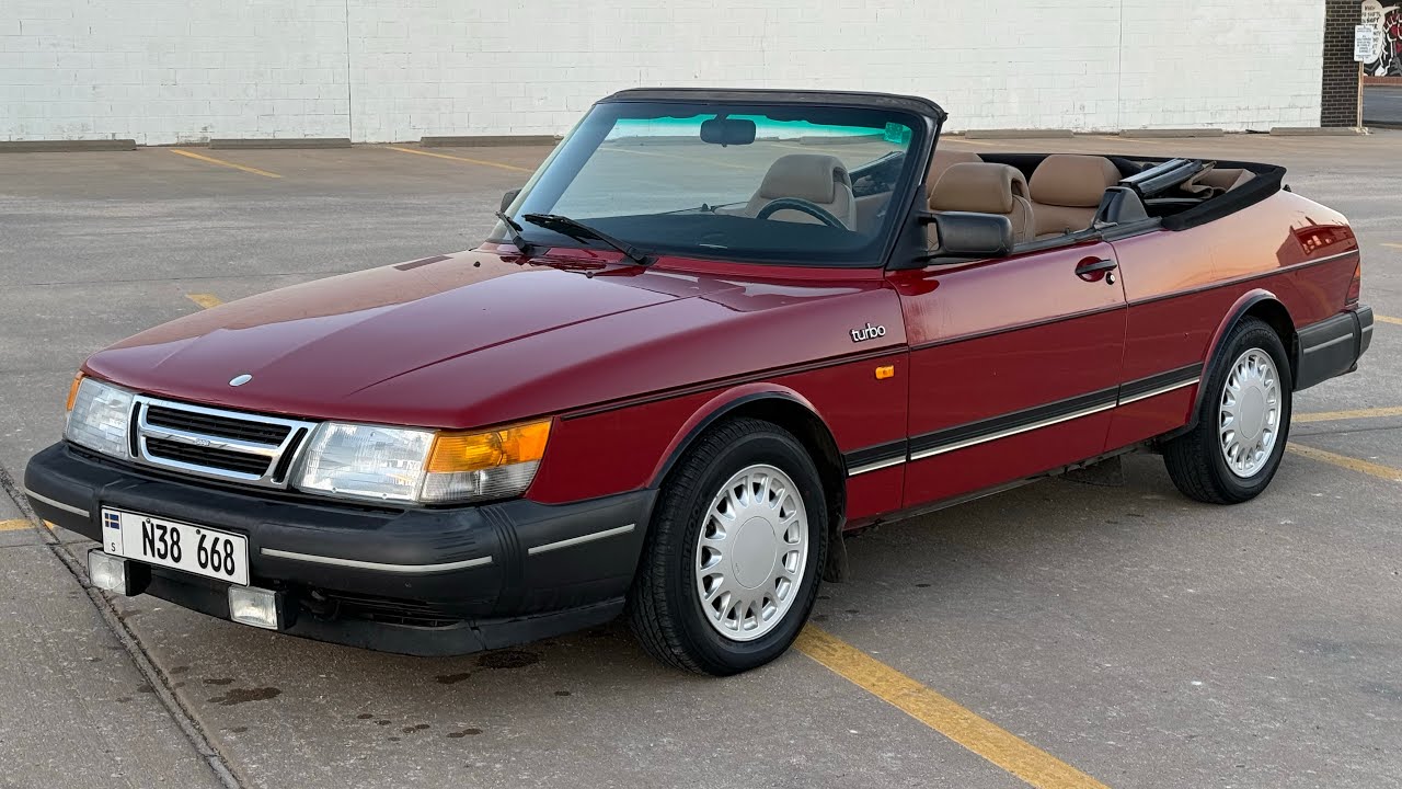 Saab 900 TURBO Convertible 1990 года, 5-ступенчатая механика! Это самая необычная машина в мире? ...