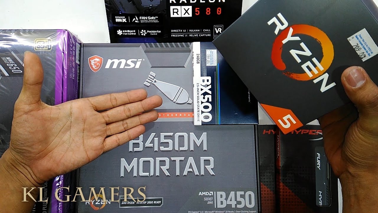 AMD Ryzen 5 2600 msi B450M MORTAR BX500 SSD HYPER-X RADEON RX580 NITRO+ GAMING RIG Build 2019