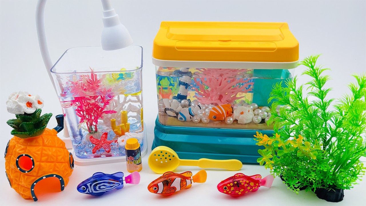 toy asmr | Satisfying Unboxing Glow Light Zuru Robo Alive Aquarium & Robo Fishing Tank Playset🦈ASMR