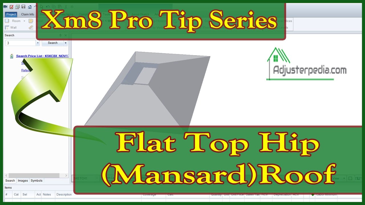 How to Sketch a Flat Top Hip (Mansard) Roof in Xactimate