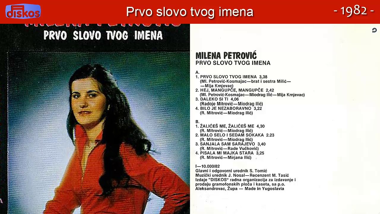 Milena Petrovic - Prvo slovo tvog imena - (Audio 1982)